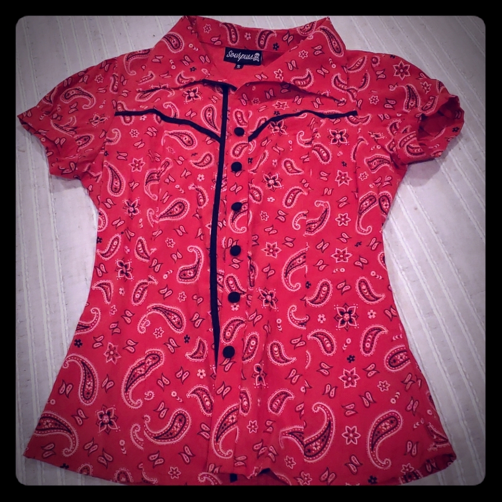 Sourpuss red bandana top